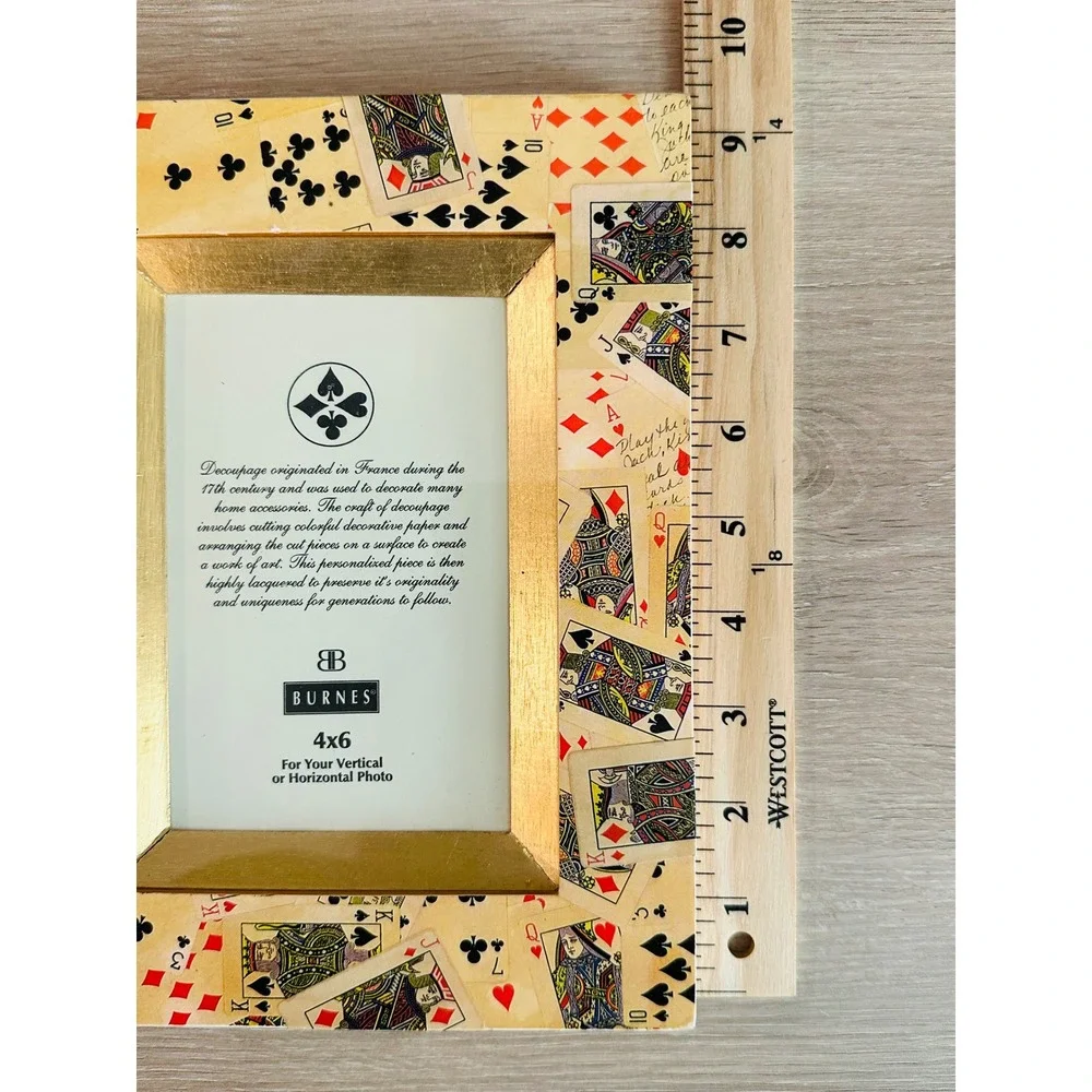 Vintage Burnes Decoupage Playing Card Picture Frame 4x6 Whimsigoth Vegas Core